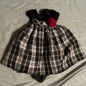 size 12 m months girls casual dress pretty black plaid  baby 12m month